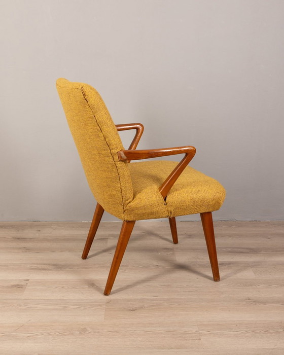 Image 1 of Fauteuil italien vintage en tissu jaune, années 1960