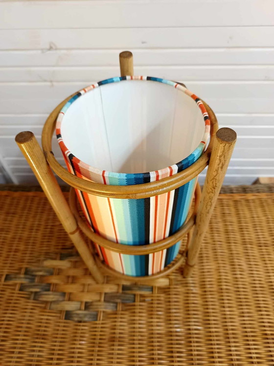Image 1 of Lampe En Rotin Vintage Et Abat-Jour Sur Mesure 