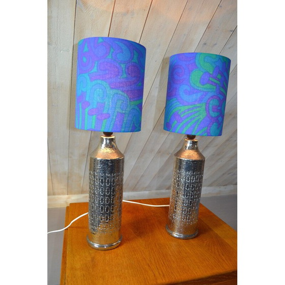 Image 1 of Paire de lampes de table vintage en céramique émaillée par Bitossi pour Bergbom, Suède 1960