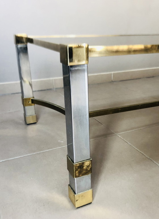 Image 1 of Table De Salon Hollywood Regency Vintage Chromée 