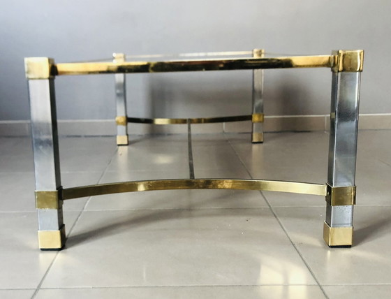 Image 1 of Table De Salon Hollywood Regency Vintage Chromée 