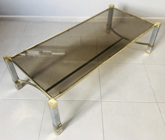 Image 1 of Table De Salon Hollywood Regency Vintage Chromée 