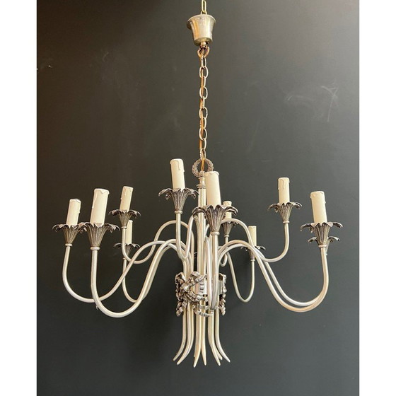Image 1 of Lustre vintage en métal argenté de la Maison Charles
