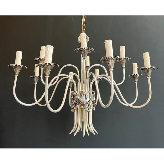 Image 1 of Lustre vintage en métal argenté de la Maison Charles