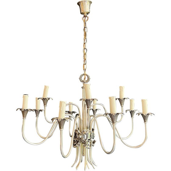 Image 1 of Lustre vintage en métal argenté de la Maison Charles