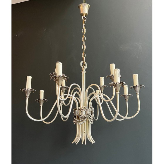 Image 1 of Lustre vintage en métal argenté de la Maison Charles