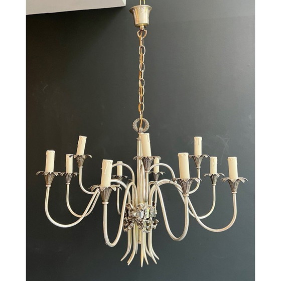 Image 1 of Lustre vintage en métal argenté de la Maison Charles