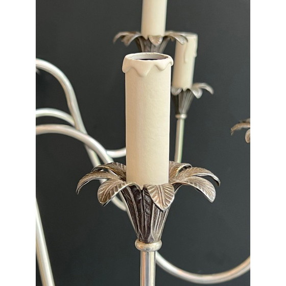 Image 1 of Lustre vintage en métal argenté de la Maison Charles
