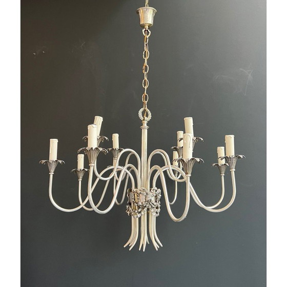 Image 1 of Lustre vintage en métal argenté de la Maison Charles