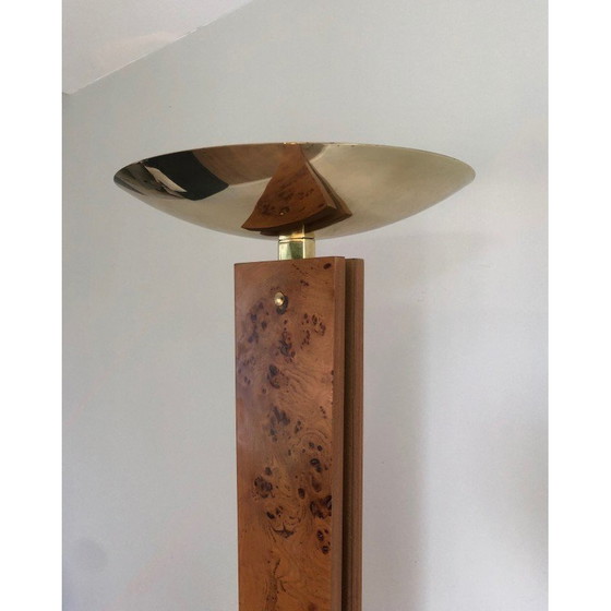Image 1 of Lampadaire vintage en bois et métal doré, 1970