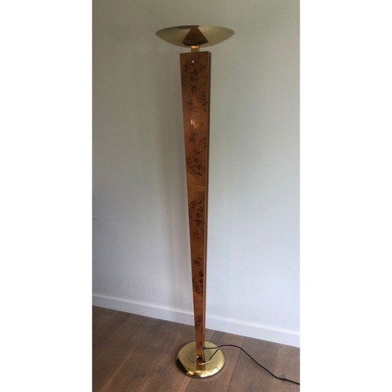 Image 1 of Lampadaire vintage en bois et métal doré, 1970