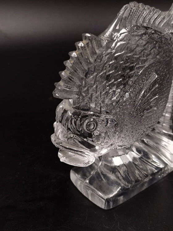 Image 1 of Statuette Figurine Poisson Art Déco Verre Moulé Pressé Signé Ferjac France Années 1920 1930