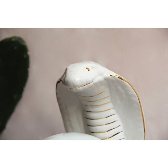 Image 1 of Lampe vintage en céramique serpent cobra par Avobin, Italie, années 1970