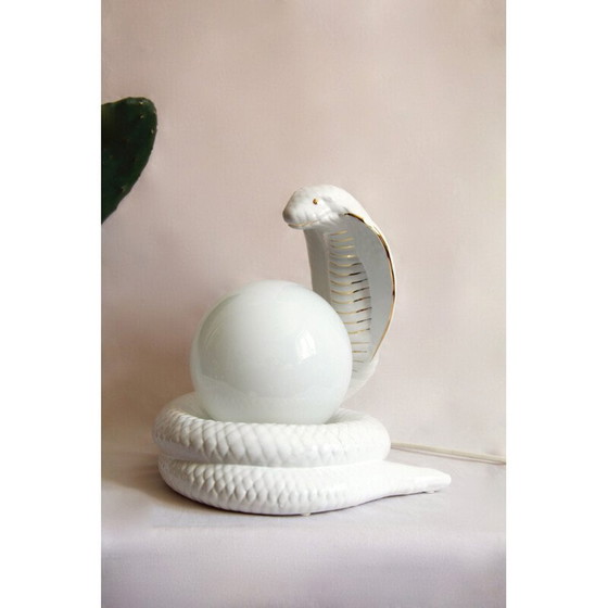Image 1 of Lampe vintage en céramique serpent cobra par Avobin, Italie, années 1970