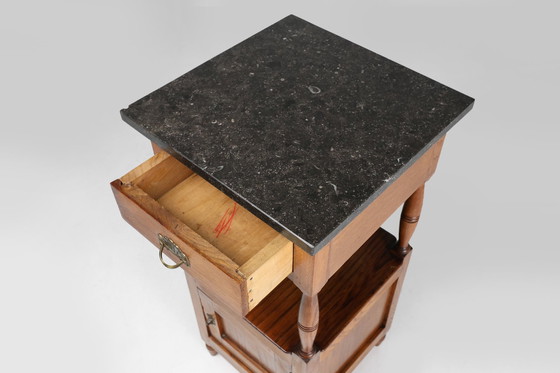 Image 1 of Table de chevet Art Déco avec plateau en pierre bleue, 1920S