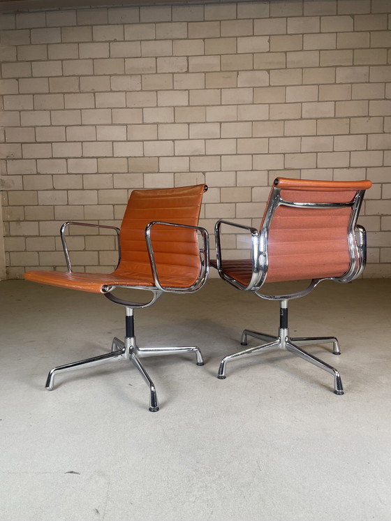 Image 1 of 2X Vitra Eames Ea 108 Chair Cuir Cognac