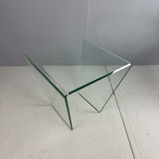 Table de salon postmoderne en verre, années 1980