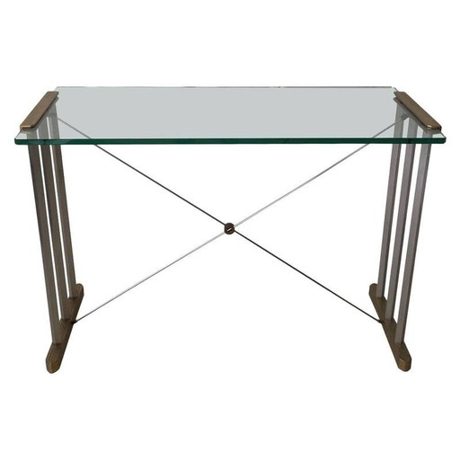 Console en laiton et acier de Peter Ghyczy - années 1990