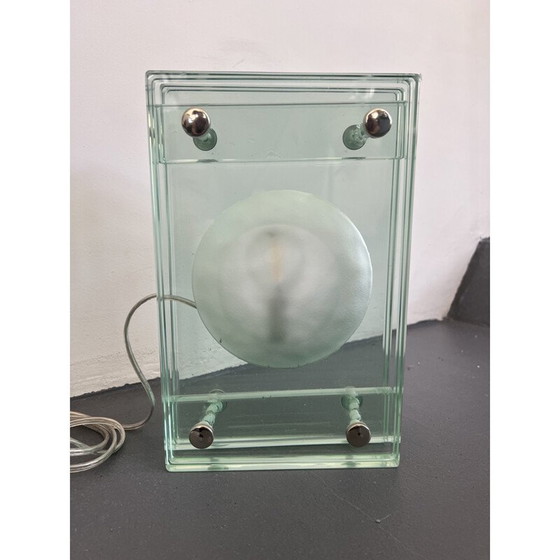 Image 1 of Lampe de table vintage en verre épais, Italie 1970
