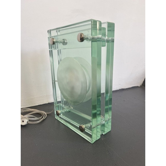 Image 1 of Lampe de table vintage en verre épais, Italie 1970