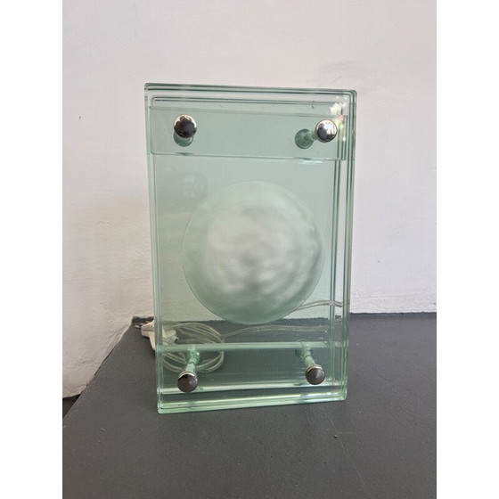 Image 1 of Lampe de table vintage en verre épais, Italie 1970