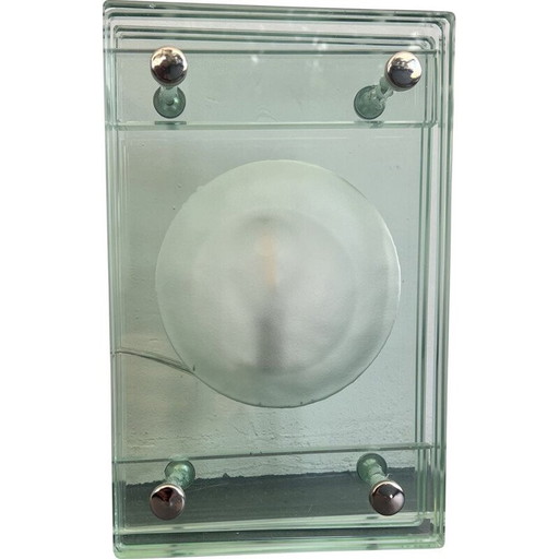 Lampe de table vintage en verre épais, Italie 1970