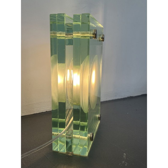 Image 1 of Lampe de table vintage en verre épais, Italie 1970