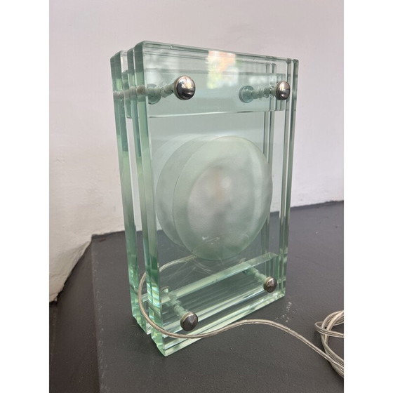 Image 1 of Lampe de table vintage en verre épais, Italie 1970
