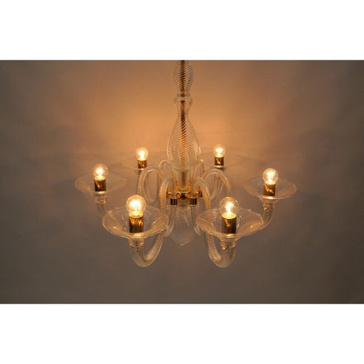Lustre vintage en verre de Murano par Von Barovier et Toso, Italie 1990