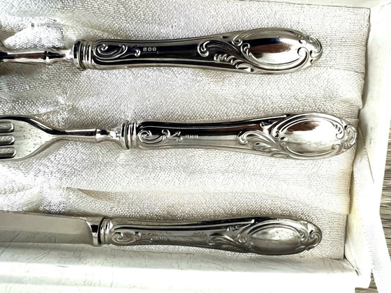 Image 1 of Ecrin 3 Couverts Poinçon Solingen Métal Argenté 800