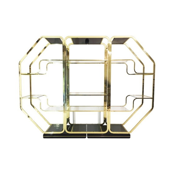 Image 1 of Vitrine vintage en laiton et verre, 1970-1980