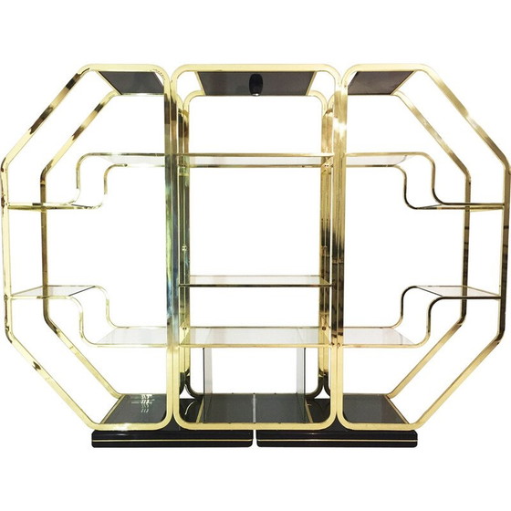 Image 1 of Vitrine vintage en laiton et verre, 1970-1980