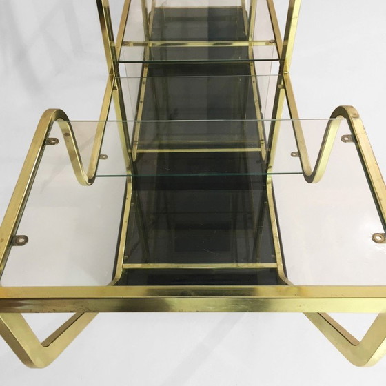 Image 1 of Vitrine vintage en laiton et verre, 1970-1980