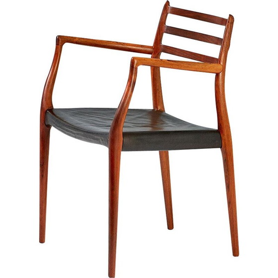 Image 1 of Fauteuil noir modèle 62 pour J.L. Moller en bois de rose 1960