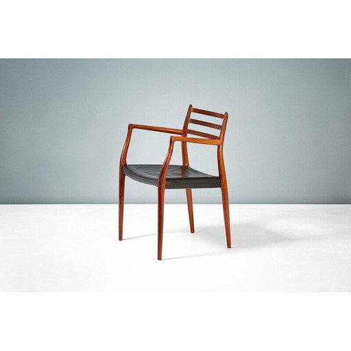 Fauteuil noir modèle 62 pour J.L. Moller en bois de rose 1960