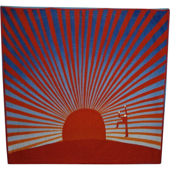 Image 1 of Foulard en soie "jour du soleil" de Jean Michel Folon pour Charles Steiner, 1979