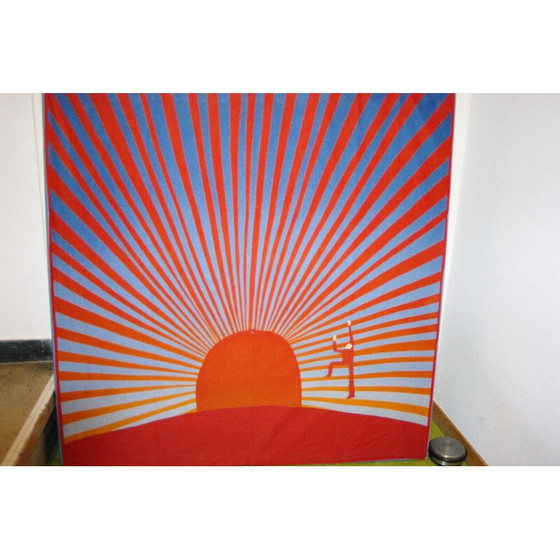 Image 1 of Foulard en soie "jour du soleil" de Jean Michel Folon pour Charles Steiner, 1979