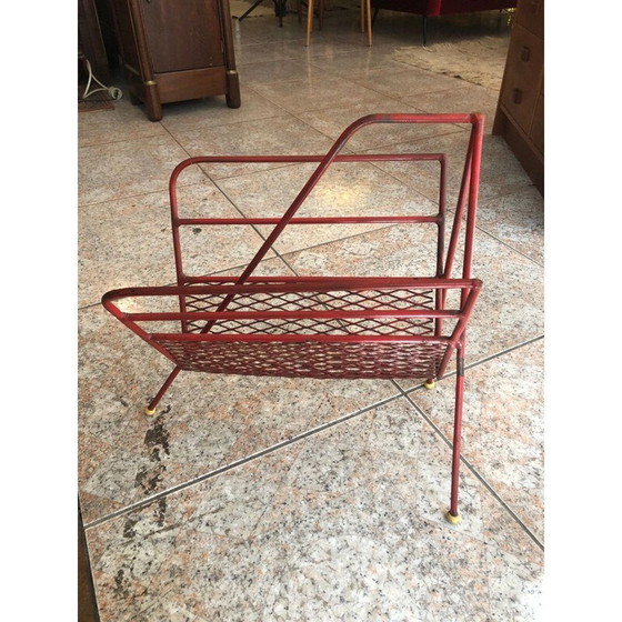 Image 1 of Porte-revues vintage en métal rouge 1950