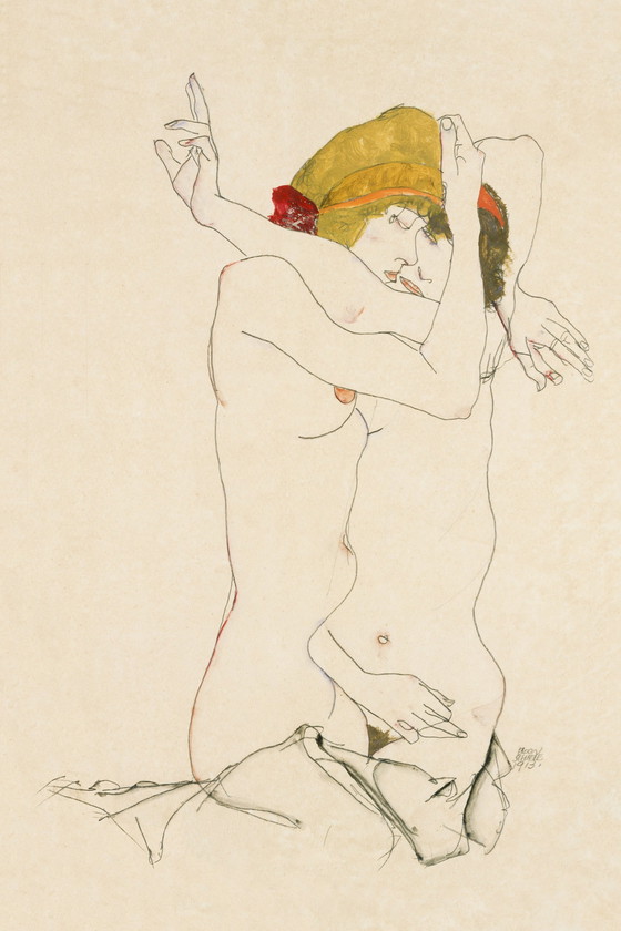 Image 1 of Egon Schiele ----Deux femmes enlacées Xl