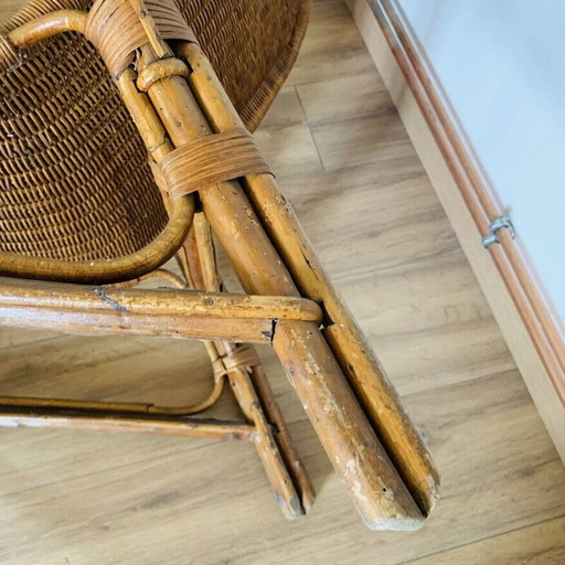 Fauteuil vintage en rotin et osier