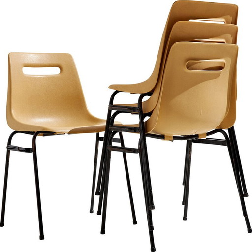 Ensemble de 4 chaises vintage Grosfillex en métal et plastique, 1960