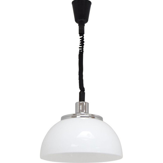 Image 1 of Lampe suspendue vintage en plastique et chrome par Harvey Guzzini pour Meblo, Italie 1970