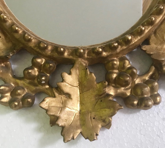 Image 1 of Miroir Vénitien Baroque • Bois Sculpté • Feuille D’Or • Italie • Xviiie