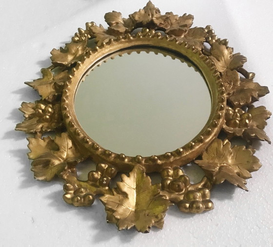 Image 1 of Miroir Vénitien Baroque • Bois Sculpté • Feuille D’Or • Italie • Xviiie