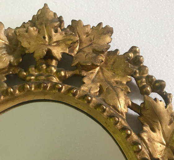 Image 1 of Miroir Vénitien Baroque • Bois Sculpté • Feuille D’Or • Italie • Xviiie