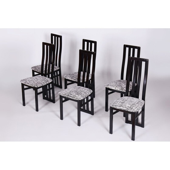 Image 1 of Ensemble de 6 chaises vintage en hêtre massif et tissu par Thon, Tchécoslovaquie 1970