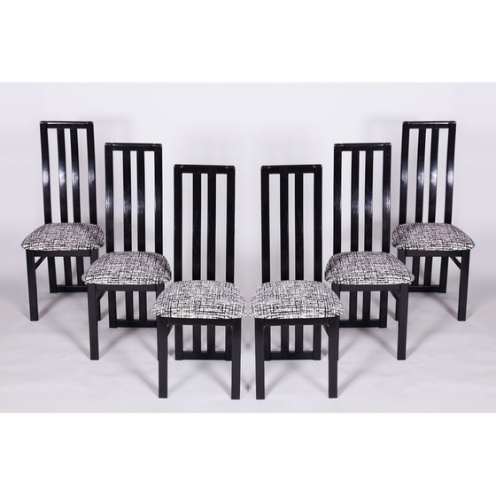 Image 1 of Ensemble de 6 chaises vintage en hêtre massif et tissu par Thon, Tchécoslovaquie 1970