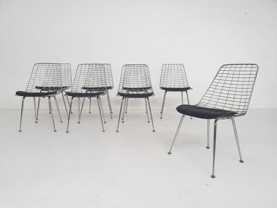 Image 1 of Ensemble de 8 chaises en fil de fer Mid Century Pays-Bas années 50