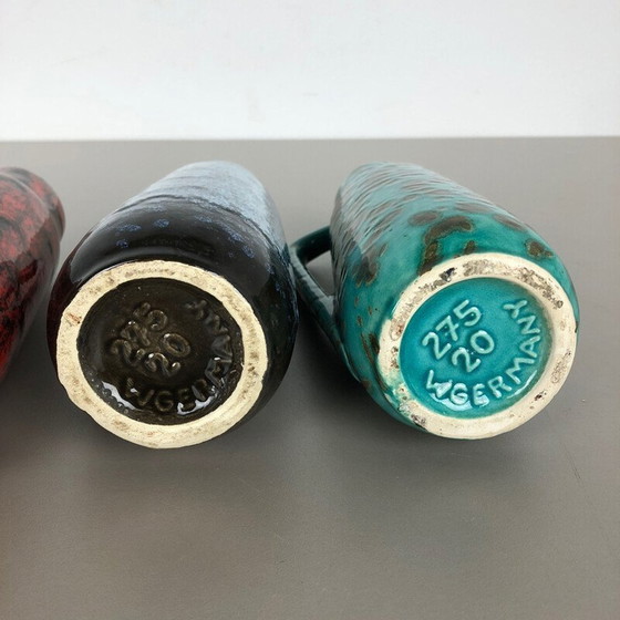Image 1 of Ensemble de 4 vases en lave grasse en poterie "275-20" par Scheurich, Allemagne, années 1970