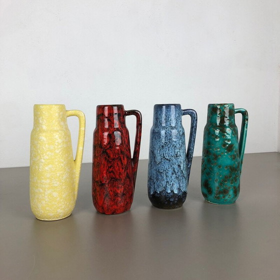 Image 1 of Ensemble de 4 vases en lave grasse en poterie "275-20" par Scheurich, Allemagne, années 1970